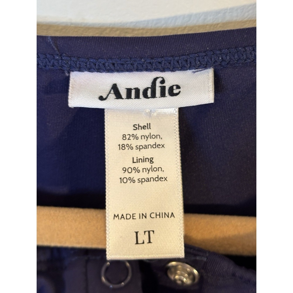 ANDIE Malibu Navy Blue Snap Up One Piece Swimsuit Bathing L Tall Modest - Picture 3 of 4